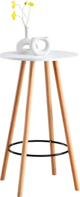 Produktbild von Runder Stehtisch - Hochbett - Buchenholz, stabile und robuste Ausführung | Farbe: Weiß | Kleidungsfarbe: Natur