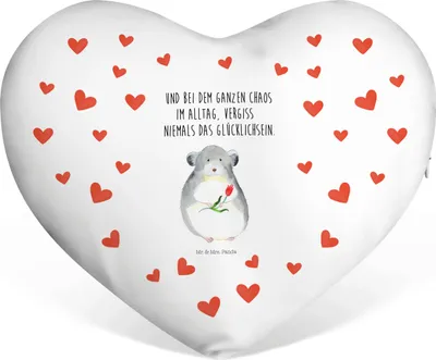 Produktbild von Mr. & Mrs. Panda Kuschelkissen Chinchilla Blume - Weiß - Geschenk, dekoartikel, Chaos, Glücklichsein, Lustige Sprüche, Liebeskissen, Büro, Liebe Kissen, Sofakissen