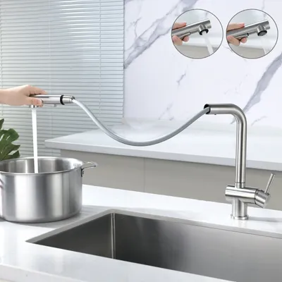 Produktbild von Cecipa Hochdruck Wasserhahn Küche Ausziehbar Küchenarmatur mit 2 Strahlarten Brause,360°  Drehbar Gebürsteter