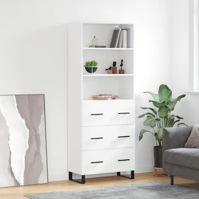 Image de vidaXL Highboard blanc 69,5x34x180 cm Bois composite