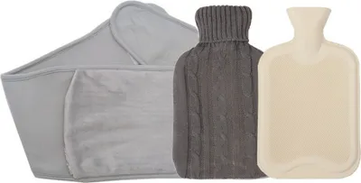Produktbild von 2L Wärmflasche mit Bezug Wärmflaschengürtel,3 in 1 Groß Wärmeflasche aus Gummi Set Weichem Plüsch Hand Taillenwärmer Abdeckung für Nacken und Schulter, Rücken, Beine, Taillenwärmung
