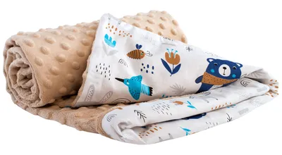 Produktbild von Babydecke für babys Baumwolle, 75x100, Boho Animals mit beige Minky