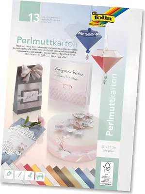 Immagine prodotto di folia 719409 folia Tonpapier Perlmuttkarton farbsortiert 250 g/qm 13 St.