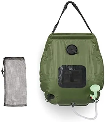 Produktbild von PolkaHome® tragbare Solardusche 20 Liter, Outdoor-Duschbeutel mit Thermometer, zusammenklappbar, grün – Ideal für Camping und Festivals