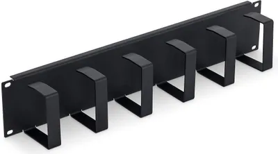 Produktbild von 19" Kabelführungsleiste 2HE, 6 Metallbügel, schwarz