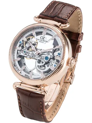Produktbild von Carl von Zeyten CVZ0031RWH Elzach Automatik weiß roségold braun Leder Herren Uhr