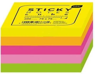 Produktbild von Interdruk Haftnotizwürfel ablösbar und selbStücklebend Neonfarben