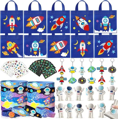 Productafbeelding van Space cadeautje kinderverjaardag gastgeschenken - Geschenkzakjes astronaut gum kinderen siliconen armband