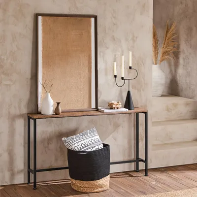 Immagine prodotto di SoBuy consolle vintage in metallo tavolo da corridoio tavolo decorativo stretto credenza tavolino naturale/nero WHT circa 120x65x20cm FSB19-N