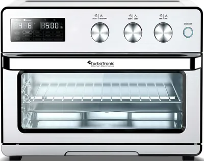 Produktbild von TurboTronic digitaler Heißluftofen XXL – AF32DRD – 32 l, 5-in-1 Airfryer, Minibackofen, Dörrgerät ab 25 °C, Drehspieß für Hähnchen, Heißluftfritteuse Silver