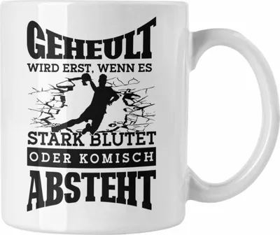 Produktbild von Trendation - Lustige Tasse Handball-Spieler als Geschenkidee Spruch Geschenk Handballspieler Trainer Coach (Weiß)