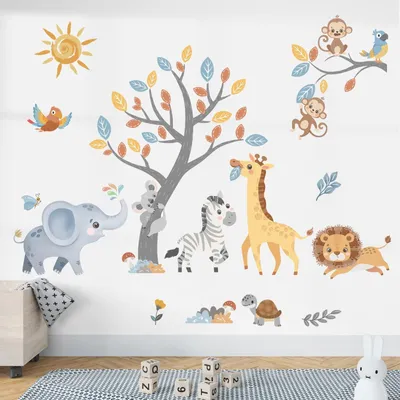Productafbeelding van Solidchoice - Bohemian Wandstickers met Bosdieren voor Kinderkamers