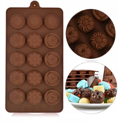 Produktbild von Rossner Silikonform Pralinen Schokolade Blumen
