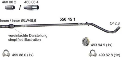Produktbild von ERNST Abgasrohr Auspuffrohr für FIAT PANDA (169) 550451