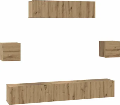 Immagine prodotto di vidaXL Mobile TV a parete 7 pezzi in legno di quercia artigianale