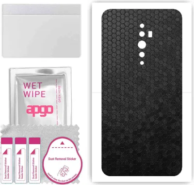 Produktbild von apgo Rückseite Schutzfolie, Skin, kompatibel mit Oppo Reno2 Z, Hinten Displayschutzfolie aus Vinylfolie, kratzfest, einfache Montage - Schwarze Honigwabe