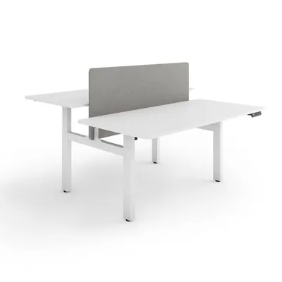 Produktbild von ESMART ETX-221WW 160x80cm Weiß Ergonomischer Steh-Sitz-Doppel-Schreibtisch Stufenlos elektrisch höhenverstellbar 71,5-121,5 cm 4x Memory Aktivitätserinnerung Soft-Start/Stopp