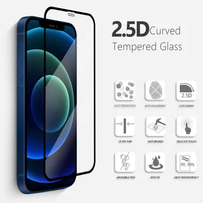 Obrázok produktu pre 2-balenie iPhone 12 / 12 Pro Ochranné sklo na displej - Tvrdené sklo 9H - Super kvalita 3D