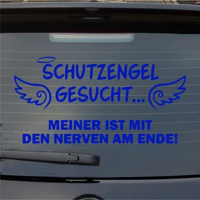 Produktbild von Heckscheibenaufkleber Schutzengel gesucht meiner ist am Ende Engel Nerven 54x27 cm Dunkelblau Auto Aufkleber Sticker