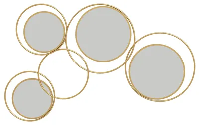 Obrázek produktu pro Nástěnná dekorace, kulaté zrcadlo, moderní design, zlatá barva, 110 × 68 × 2 cm