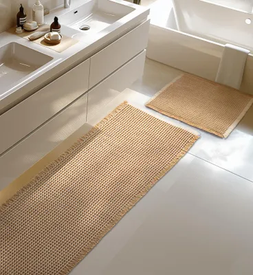 Image de Grand ensemble de tapis de bain, tapis de bain antidérapant, ensemble de 2 tapis de bain, tapis de bain style bohème, tapis de douche lavable pour le salon, la chambre, la salle de bain, décoration de salle de bain, 51 x 120 cm + 41 x 61 cm
