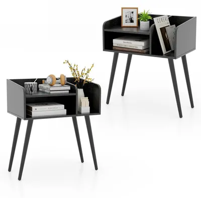Produktbild von Nachttisch Set 2er Beistelltisch 50 x 32 x 58 cm Schwarz