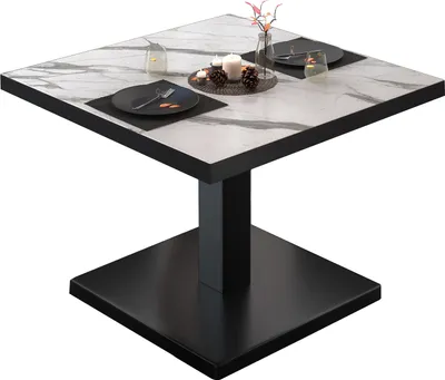 Produktbild von BM | Bistro Loungetisch | B:T:H 60 x 60 x 41 cm | Weiß Marmor / Schwarz | Bistro Tisch Loungetisch