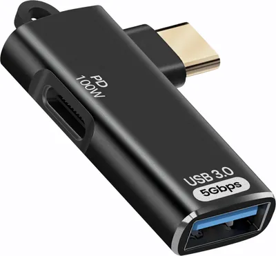 Immagine prodotto di LinQ, adattatore OTG da USB a USB-C e ricarica USB-C 100W trasferimento dati 5Gbps, nero