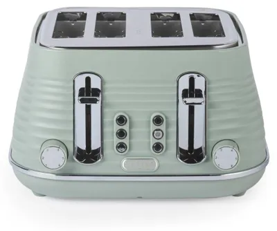 4-Scheiben Toaster, breite Schlitze, 6 Bräunungsstufen, Krümelschublade
