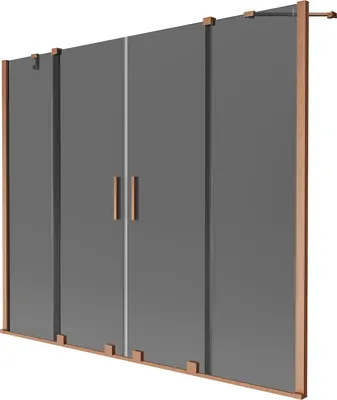 Produktbild von Mexen Velar Duo Badewannenabtrennung 2-flügelig verschiebbar 200 x 150 cm, Graphit, gebürstetes Kupfer - 896-200-000-42-65