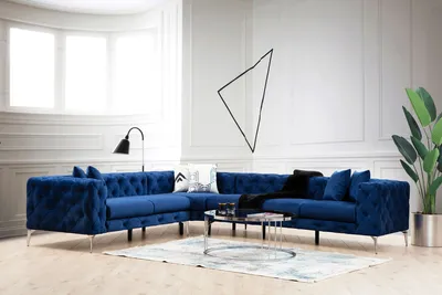 Produktbild von Hanah Home, Como Left - Navy Blue, Ecksofas, Marineblau, Polyester, 310 x 70 x 270 x  cm