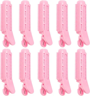 Produktbild von 10 rosafarbene ABS-Lockenwicklerclips für Volumenwellen und schonendes Styling zu Hause und unterwegs