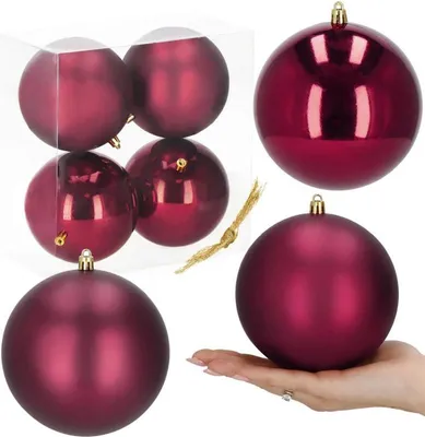 Zdjęcie produktu dla Bombki choinkowe bordowe 12 cm 4 szt