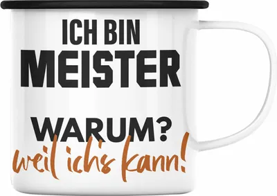 Produktbild von Trendation - Meister Prüfung Bestanden Geschenk Meisterprüfung Emaille Tasse Mann Metallbauer Dachdecker Maler Elektrotechnik Elektronik Schreiner (Schwarz)