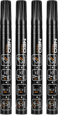 Productafbeelding van Permanente stiftmarkers, zwart, waterbestendig, 4 stuks. NEO 13-850