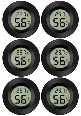 Produktbild von Thlevel Mini Digital Hygrometer Thermometer Temperatur Luftfeuchtigkeitmessgerät für Innenraum Gewächshaus Wohnzimmer 6 Stücke