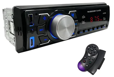 Productafbeelding van Enkele DIN Autoradio met Bluetooth, FM-Radio, USB, AUX, Micro SD en Afstandsbediening