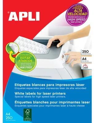 Image de Apli – étiquettes blanches, 210 x 297 mm (L x H), 250 pièces, 1 par feuille (2530)