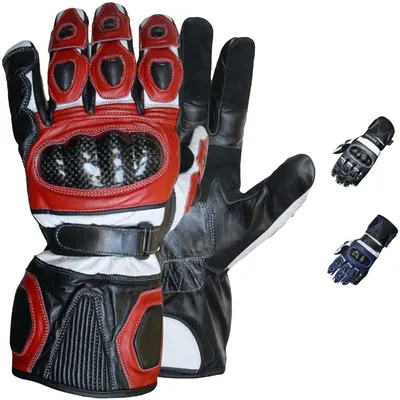 Produktbild von Motorradhandschuhe Motorrad Biker Lederhandschuhe rot/weiß, Größe:8=M