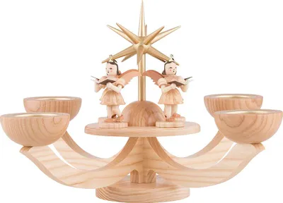 Zdjęcie produktu dla Świecznik adwentowy z podstawką na tealight i 4 stojącymi aniołkami (31x31x20cm) od Blank Kunsthandwerk