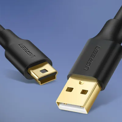 Zdjęcie produktu dla Ugreen 5-pinowy pozłacany  kabel USB - mini USB 0,5m czarny (US132)