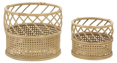 Image de Support de plantes Mauro Ferretti, modèle Panama, lot de 2, couleur marron, dimensions : 30x25 cm et 22x18 cm
