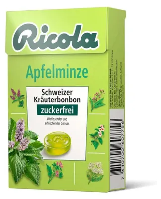 Produktbild von Ricola Schweizer Kräuterbonbons Apfelminze zuckerfrei, 50 g Bonbons