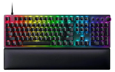 Obrázek produktu pro Optická herní klávesnice Razer Huntsman V2 s RGB LED světlem, nordické rozložení, drátová, černá, fialové klikací spínače, numerická klávesnice