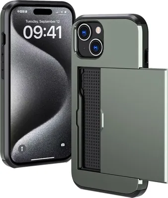 Immagine prodotto di imoshion Cover posteriore con scomparto per carte iPhone 15 - Verde scuro