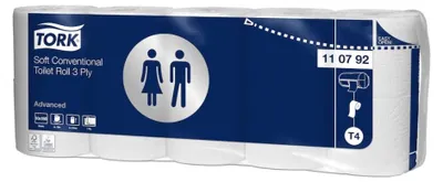 Produktbild von Tork 110792 weiches Kleinrollen Toilettenpapier Advanced T4 3-lagig | Karton (70 Rollen)