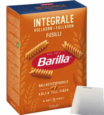 Produktbild von Barilla Integrali Fusilli Vollkorn Nudeln (500g Packung) + usy Block
