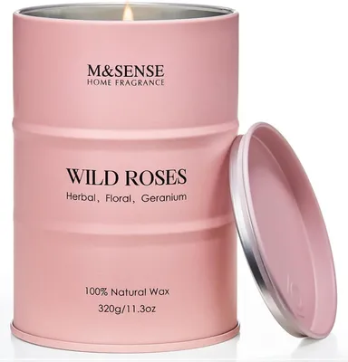 Produktbild von Natürliche Wildrose Soja-Kerze 320g, 70h lang anhaltend, Luxus Aromatherapie Kerze, Geschenk für Frauen