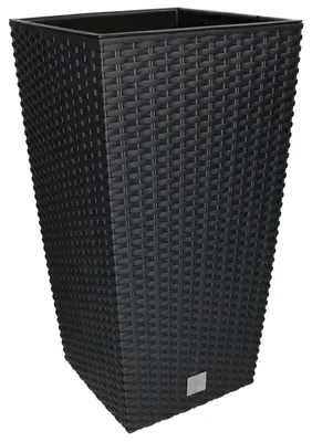 Productafbeelding van KOTARBAU® Bloempot, 265 x 265 x 500 mm, rotandesign, vierkant, met binnenpot, antraciet