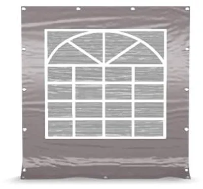 Immagine prodotto di Pannello laterale in PE, 2x2 metri, confezione da 4 pezzi. Pannello per parete con finestra, in PE, 240g/m², colore grigio. Adatto per: gazebo, tende da campeggio impermeabili, garage per tende, gazebo pieghevoli, gazebo da giardino, tende per magazzino, tende da giardino, gazebo, casette da giardino